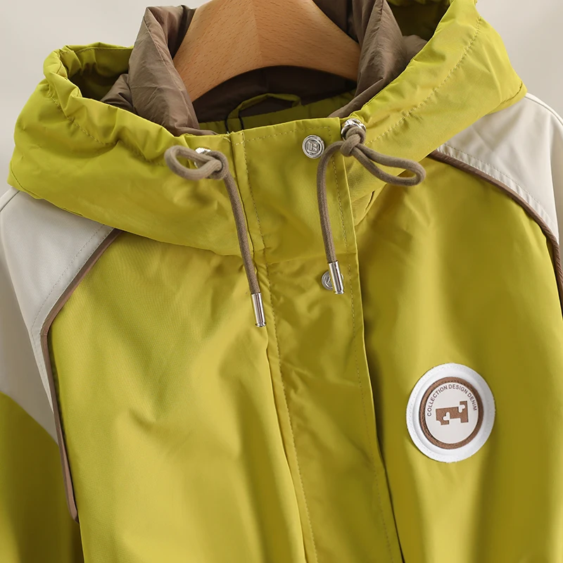 90 Белый утиный пух [Любовь] Капюшон Ветрозащитный пуховик соответствующего цвета