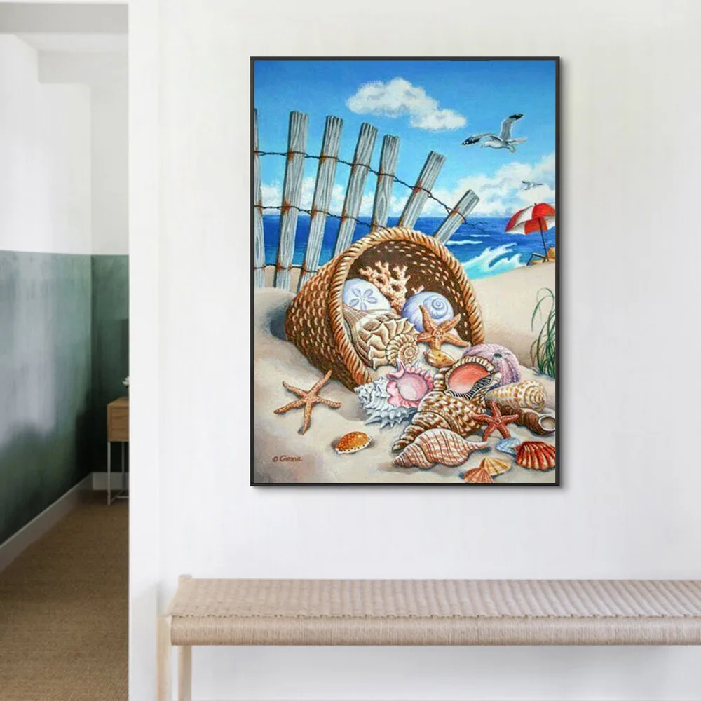 

Алмазная живопись, новая звезда, ракушка 5D, «сделай сам», полностью круглая квадратная вышивка крестиком, мозаика, Набор для вышивки, украше...