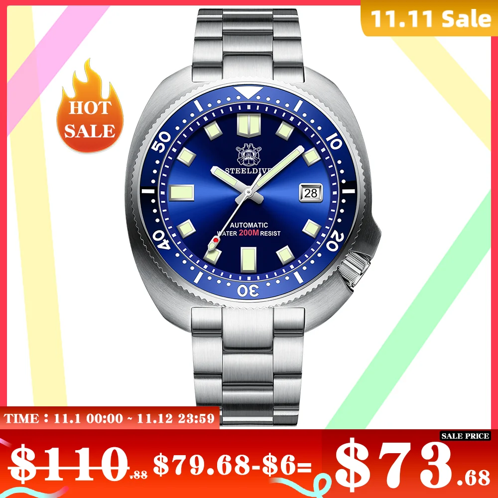 Дешево Новое поступление, водонепроницаемые часы для дайвинга из нержавеющей стали SD1980, 44 мм, 200 м, сапфировое стекло NH35, автоматические часы для да...