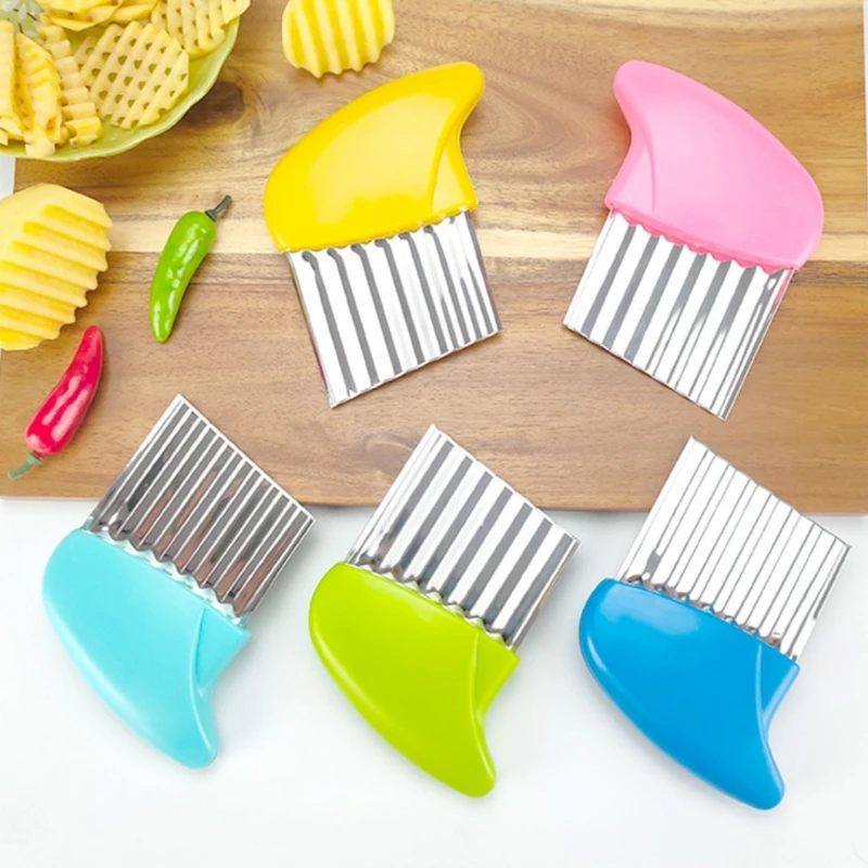 

Potato Chip Slicer Cutter Vegetable Fruit Corrugated Stainless Steel Wave Knife French Fries Potato Cutter Kitchen Gadget Tools