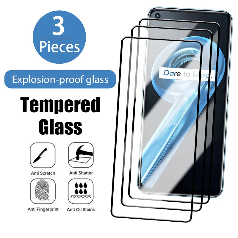 

Защитное стекло с полным покрытием для Realme GT 2 Pro 8i Q3S Q3T, пленка для экрана на Realme GT Neo 2 2T 8 7 Q3 Pro C21Y C35, стекло, 3 шт.