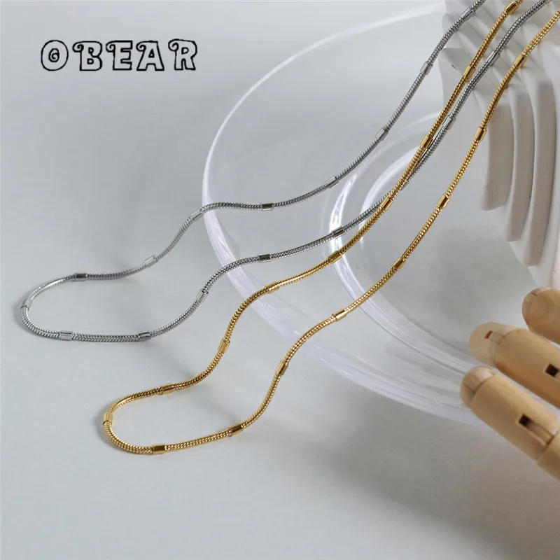 Ожерелье из нержавеющей стали с градиентным золотом 18 карат и бусинами |