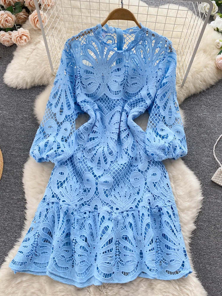 

Aibeautyer New Casual Summer Solid Slim Full Lady Dress A Line O Neck Chiffon Pullover Mid-Calf High Waist Women Dresses