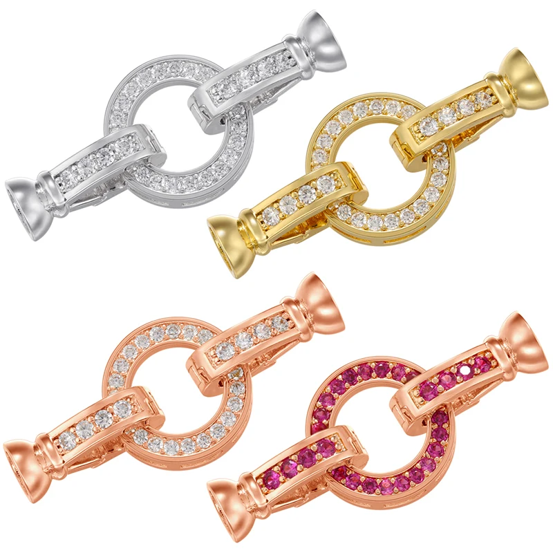 

ZHUKOU Round hooks for Jewelry making supplies Brass Cubic Zirconia connectors Jewelry material accessories wholesale VK162