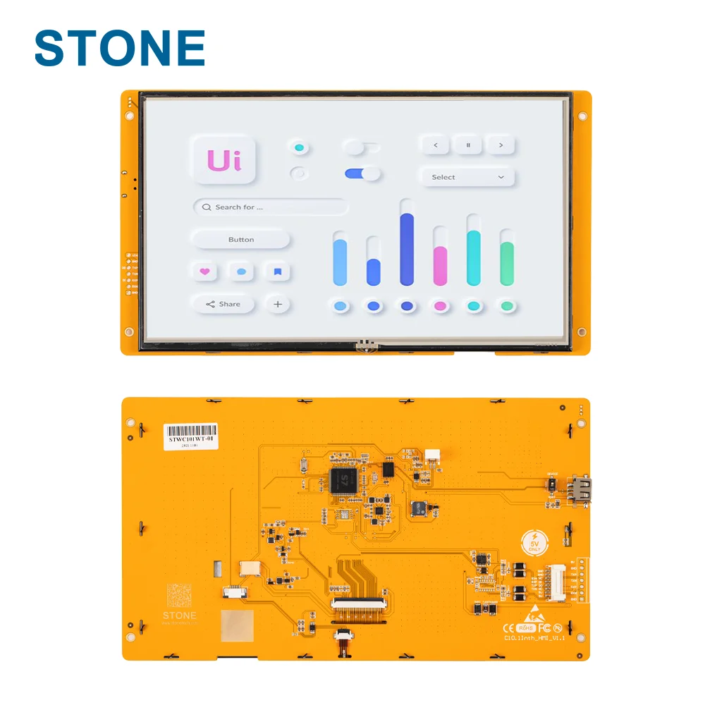 STONE 10.1 Inch Graphic TFT LCD Module Intelligent Touch Screen Panel HMI Smart Control Board with UART Port for Industrial Use