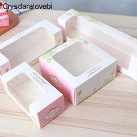 50pcs paper gift box for wedding party birthday cupcake box with window flowers carton muffin cake candy favor baking packaging