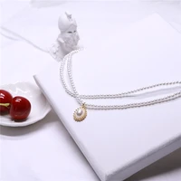 ladies court style necklace vintage baroque pearl necklace double layer fashion clavicle chain neck jewelry