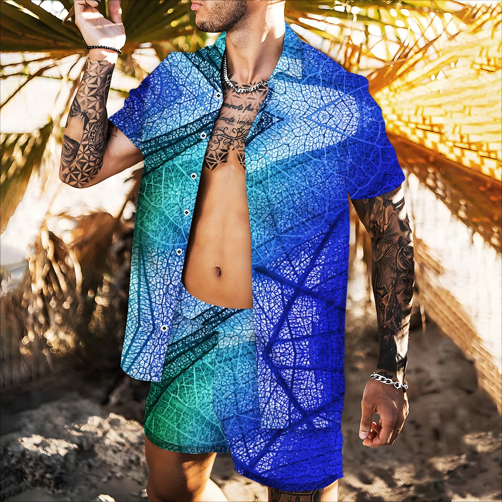

Men's jacket summer 2022 3d printing hot sale high quality shirt fashion suit colorful pattern leaf flower cardigan top Hawaiian