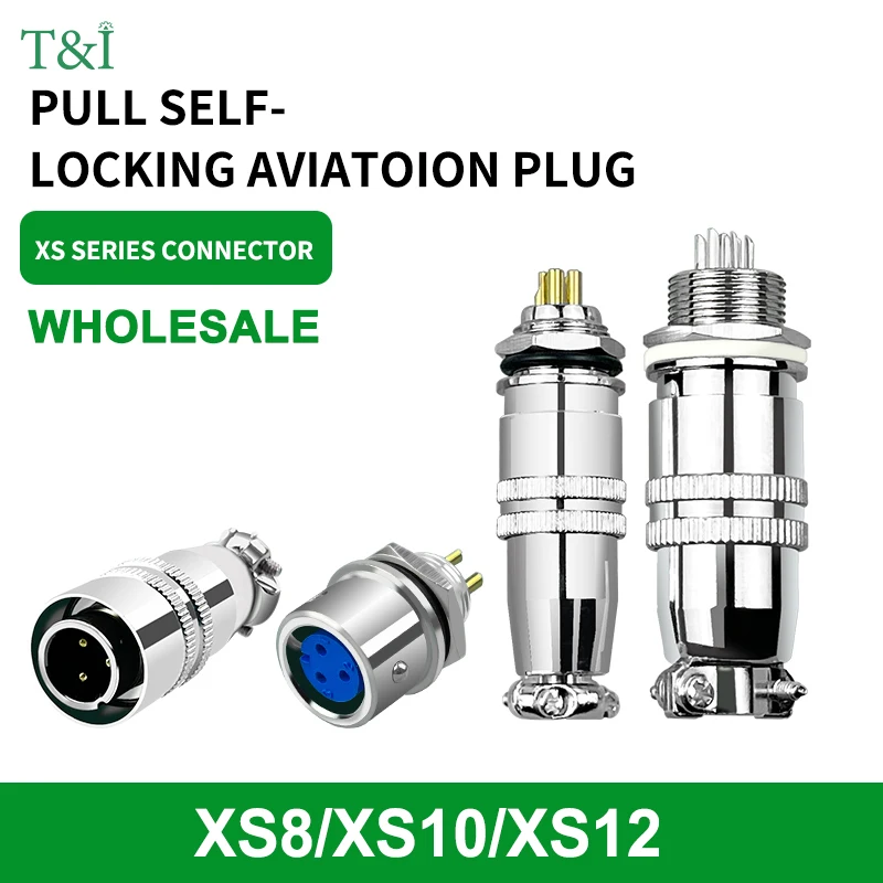 

5/10sets XS8 10 12 Push-pull self-locking docking aviation plug push-pull docking socket 2 3 4 5 6 7-pin signal connector
