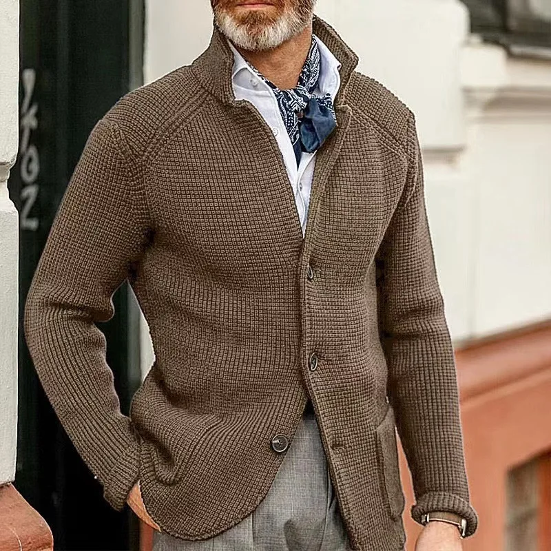 Men's Autumn/Winter 2022 Stand-up Collar Cardigan New Suit Thick Knit Suit Cardigan Sweater cardigan men