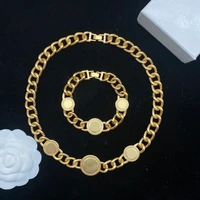 new trendy punk gold color thick necklace bracelet luxury jewelry set for men and women cuba chain necklace free shipping