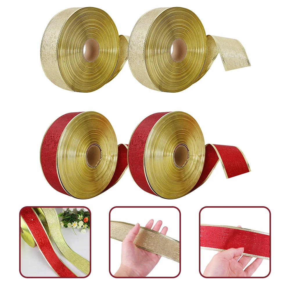 

Ribbon Christmas Gift Ribbons Holiday Tree Decorative Glitter Crafts Wrapping Garland Wired Xmas Sparkly Present Bow Shiny Red
