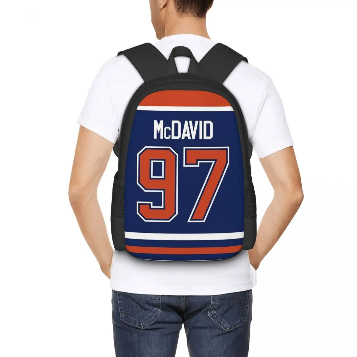 Фото Рюкзак Edmonton Oilers Connor McDavid Home Jersey, вместительный рюкзак для книг, школьная сумка, сумки на плечо для мужчин и женщин №4