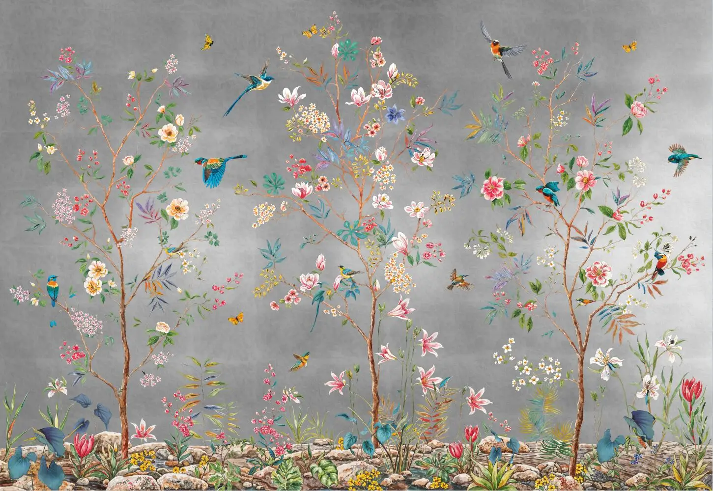 

beibehang Настенные обои из шелковой ткани розовые цветы птицы
