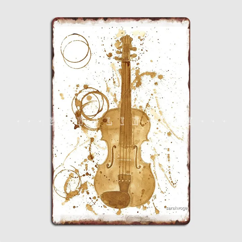 

Coffee Violin Metal Sign Classic Club Bar Painting Décor Club Tin Sign Poster