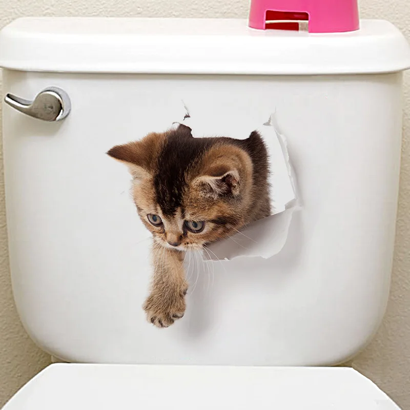 

Lovely Pet Wallpaper Self-adhesive Wall Sticker Bathroom Children Living Room Animals Mural Toilet Decals Household Decoration