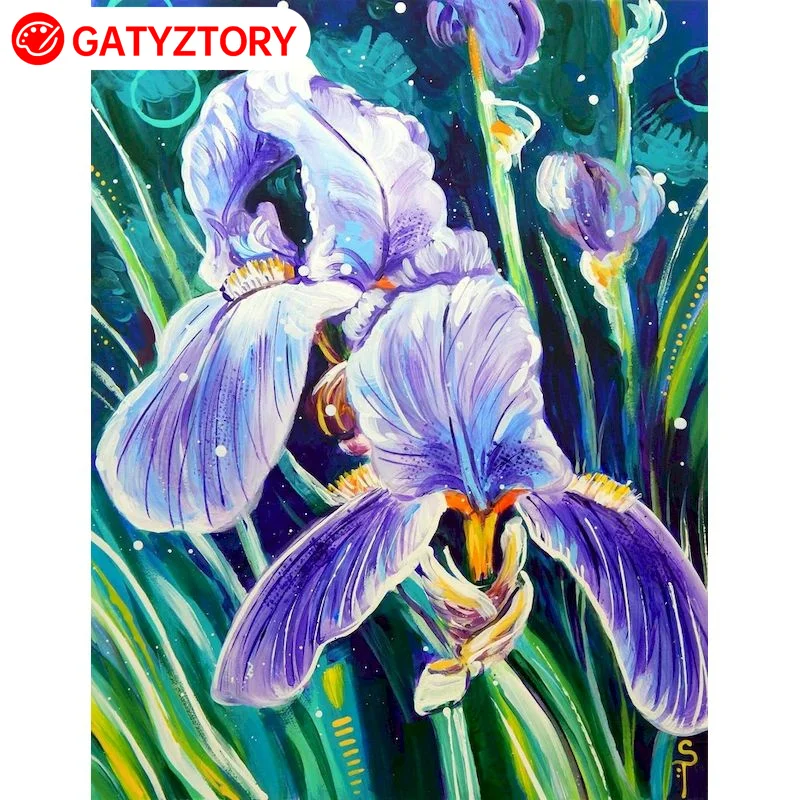 

GATYZTORY Frameless Picture DIY Painting By Numbers Kit Wall Art Coloring By Numbers Flowers Acrylic Painting For Home Decors