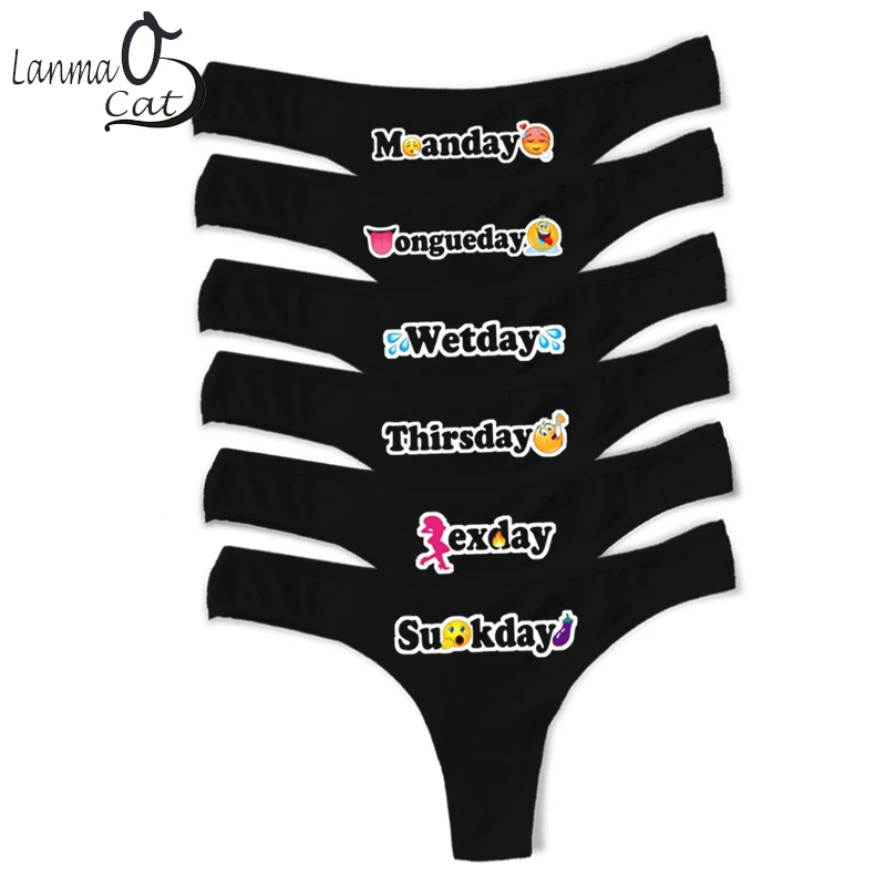 

Every Day Of Week Cotton Women Sexy G String Underwear Week Day Thongs Underpants For Female Plus Size