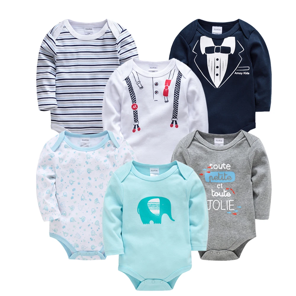 

2021 Unisex Baby Bodysuit 3 6 pcs/set Long Sleeve Autumn Spring Cotton ropa de bebe Clothes Newborn 0-24 months Jumpsuit