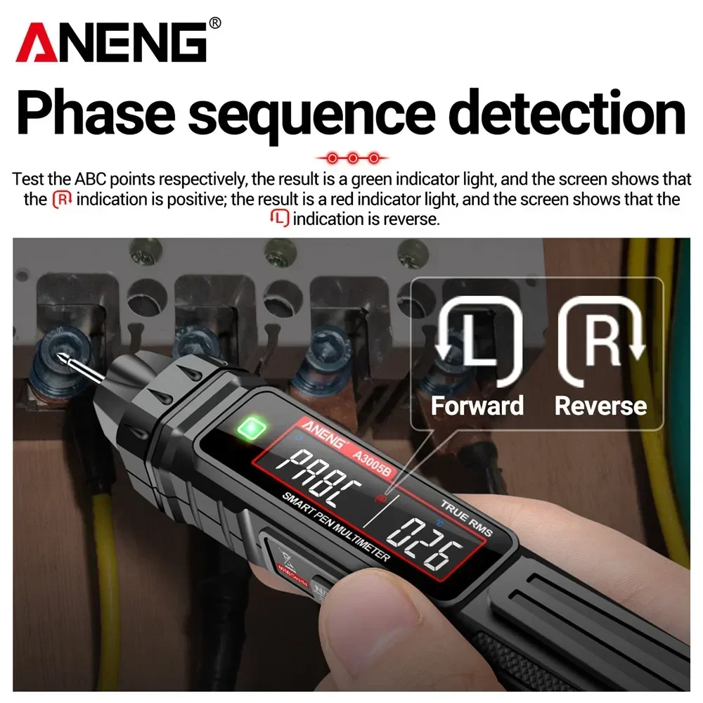 Цифровой мультиметр ANENG A3005B на 6000 измерений: измерение переменногопостоянного напряжения, тока, сопротивления, температуры, диодов, контроль последовательности фаз, измеритель-ручка, инструменты (art.: 3920daa083bf4) - 3920daa083bf4