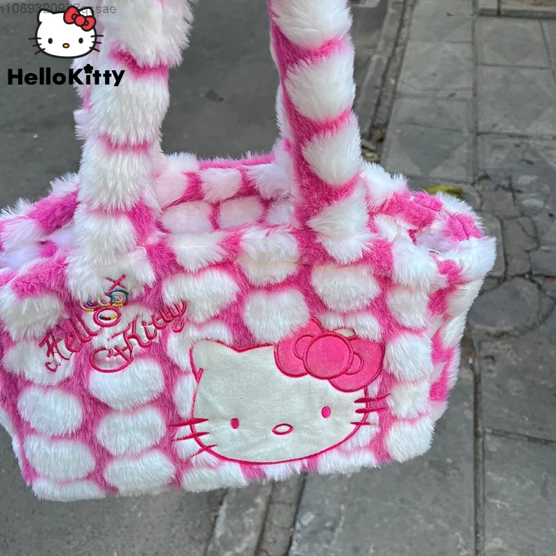 Bolso de hombro de Hello Kitty Y2k para mujer, janpanés bandolera de estilo coreano, camiseta JK linda, bolso de mano de felpa Y2K