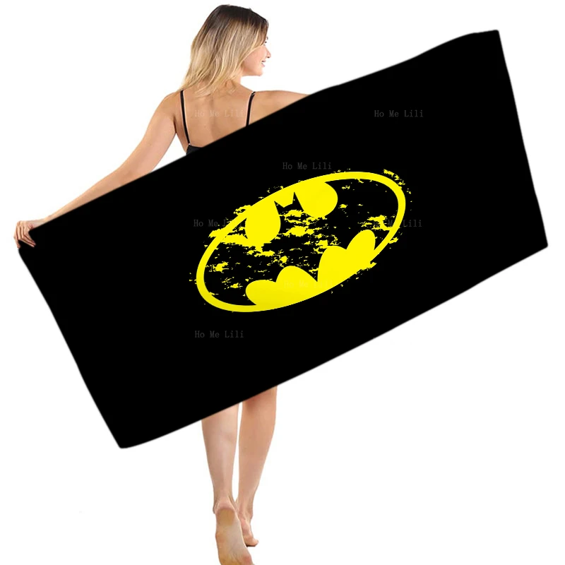 

Bat Pattern Abstract Art On A Black And Yellow Background Quick Drying Towel By Ho Me Lili