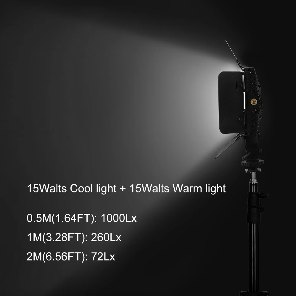 Tolifo PT-15B II LED Video Light 2.4G Wirelesss Remote Control Bi-Color 3200K-5600K Photography Panel Lamp with Barndoors