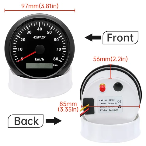 7-цветный светодиодный 30/60/80/120/200KMH 85 мм GPS-спидометр с GPS-антенной для мотоцикла, лодки, автомобиля, грузовика, датчик скорости 9-32 В