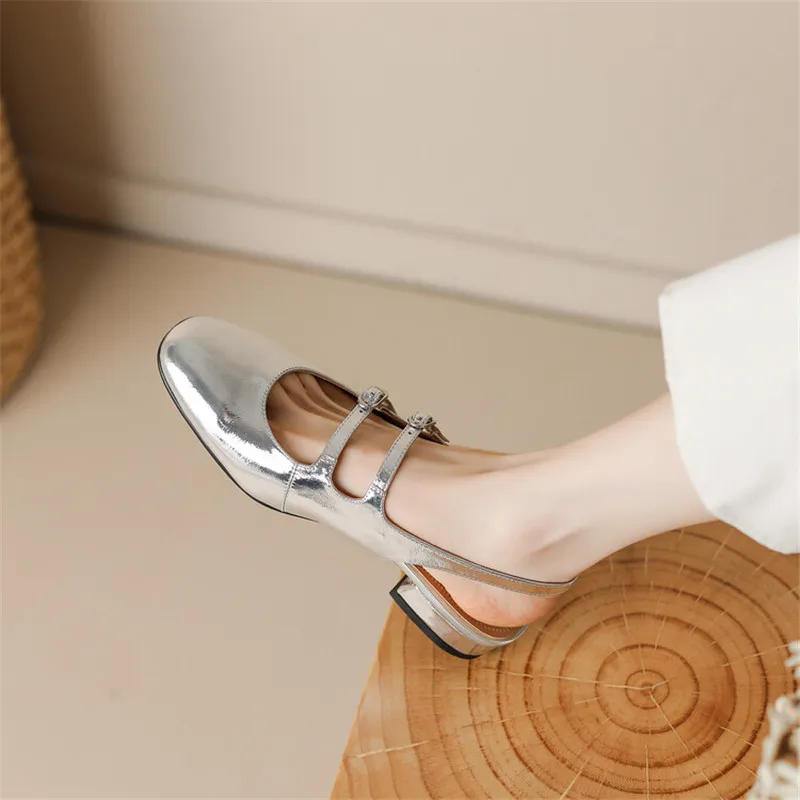 Сандалии женские из спилковой кожи босоножки с круглым носком французская ретро