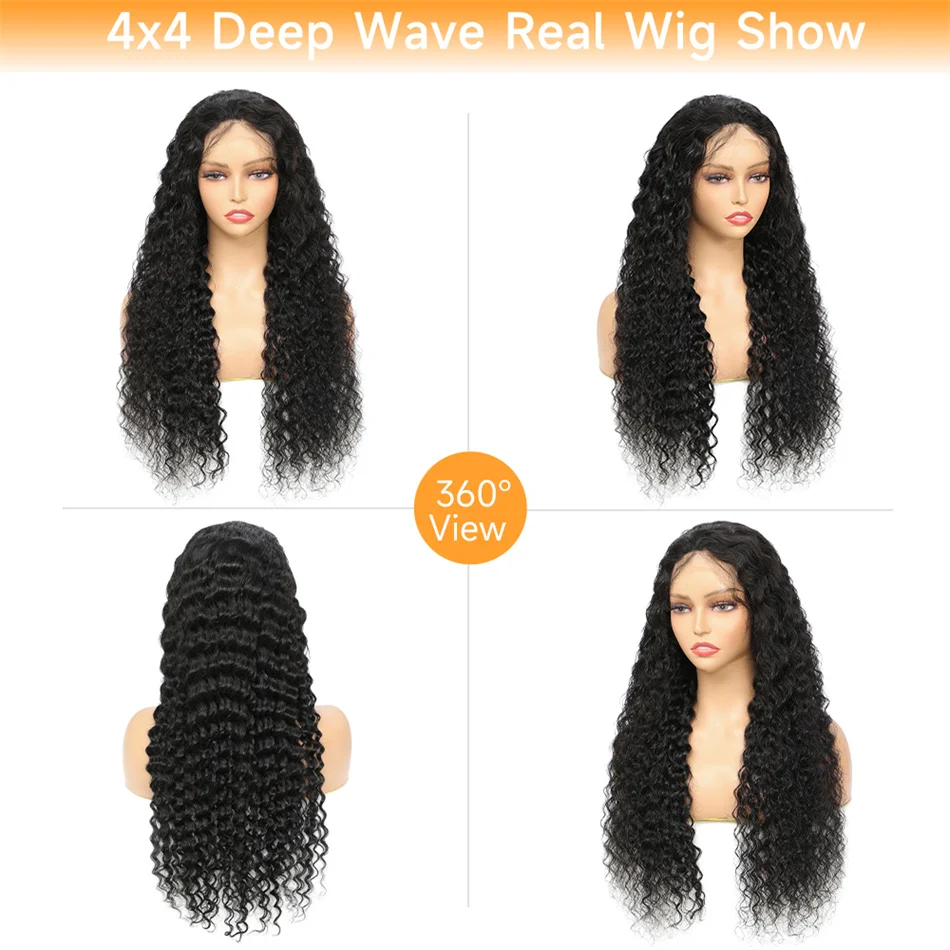 Wear and Go Deep Wave 4x4 5x5 HD Парик с кружевной застежкой и предварительно выщипанной