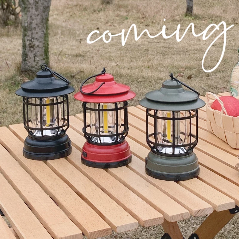 

Outdoor Hanging Lanterns Tourist Tent LED Emergency Lamp Metal Handled Waterproof Protable Warm Lighting Decor Lantern