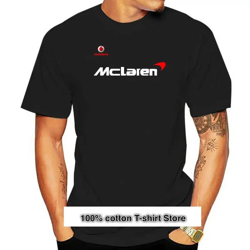 

Camisetas informales Vodafone Mclaren Car Automotive para hombre y mujer, ropa deportiva estampada de algodón, negra, novedad