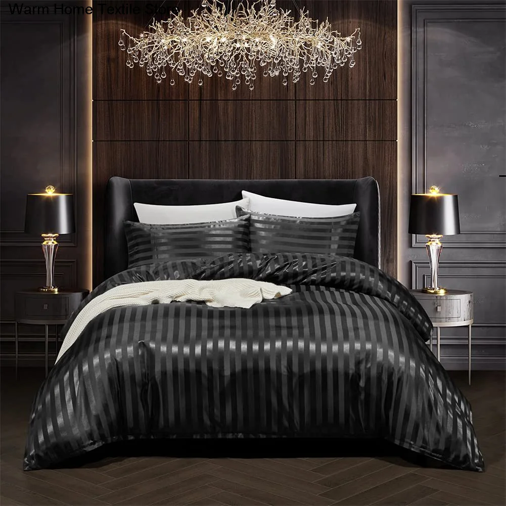 

Luxury Satin Bedding Set Duvet Cover With Pillowcase European Style Double King Size Comfortable Bed Covers Bed Linen No Sheet