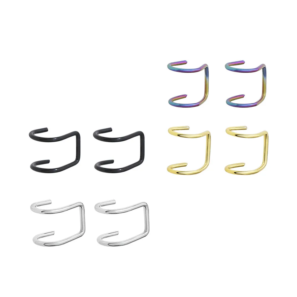 

Women Lips Rings Medical Titanium Steel Nose Ring Fake Nose Ring Septum Piercing Clip on Mouth Punk Fake Piercing Body Clip Hoop