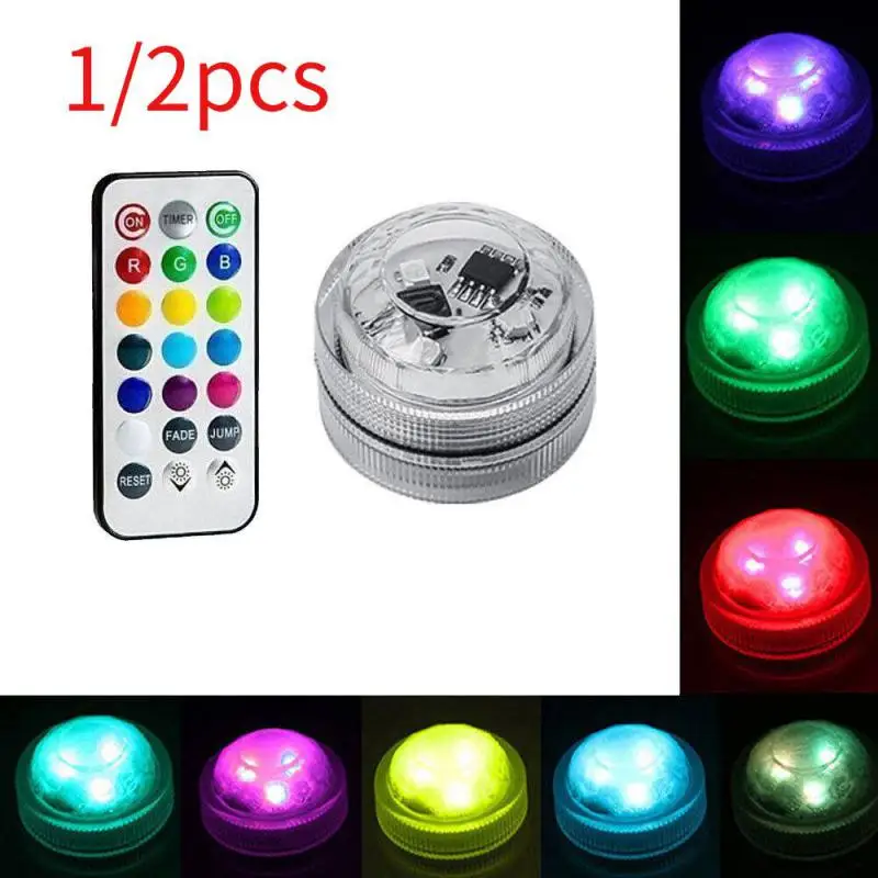 

1/2pcs10colors Wireless LED Atmosphere Light With Adhesive Car Interior Remote Control Waterproof Party Living Room Decoration