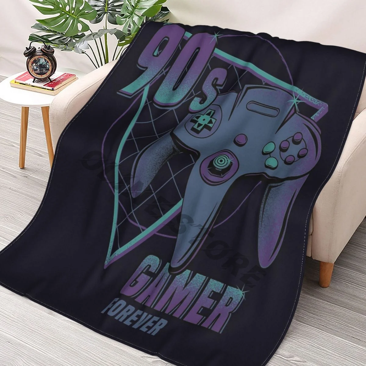

90s Gamer Forever Throws Blankets Collage Flannel Ultra-Soft Warm picnic blanket bedspread on the bed