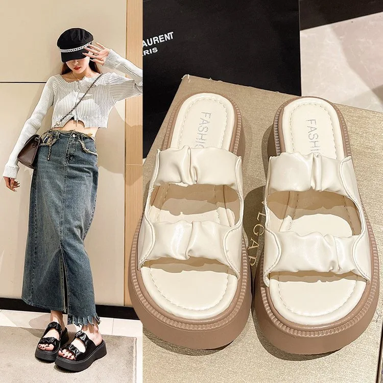 

Женские шлепанцы для бассейна, роскошные шлепанцы на низкой платформе, пляжные дизайнерские мягкие шлепанцы в римском стиле, прорезиненная обувь, Новинка лета 2023