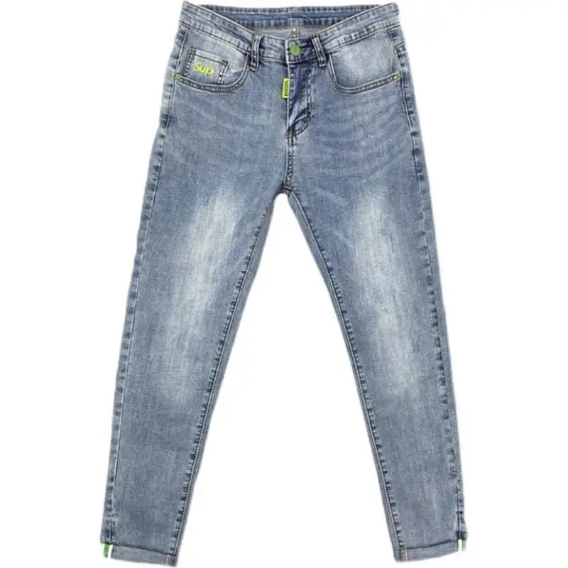 Новинка 2022 хипстерские Модные мужские облегающие светло-голубые джинсы-стрейч в