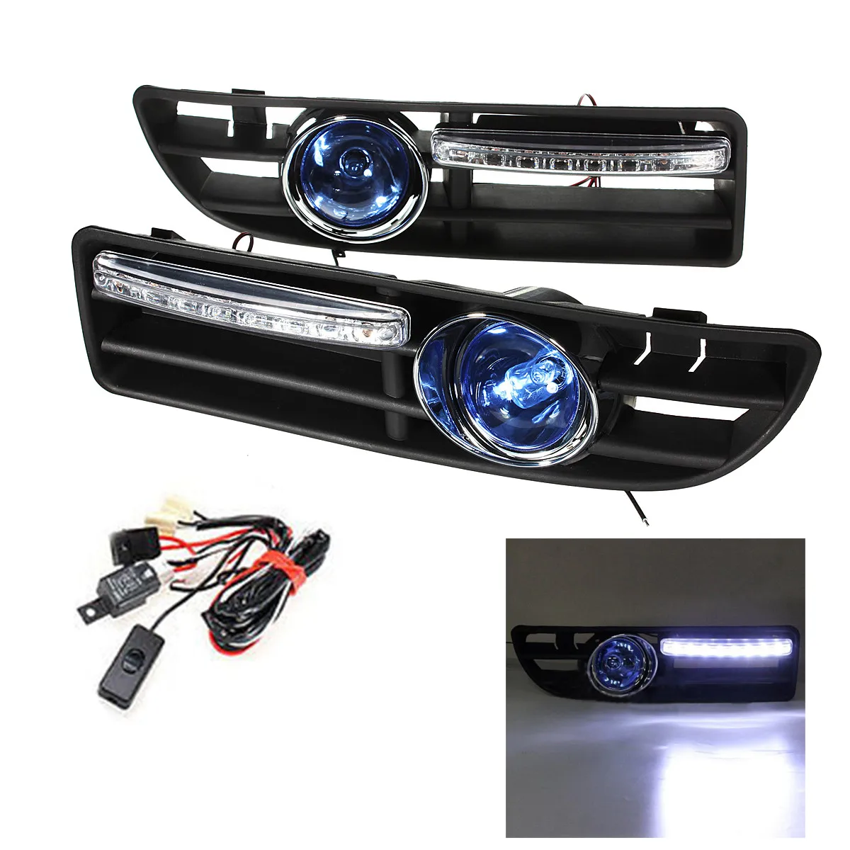 2 шт. автомобильная противотуманная решетка для бампера с выключателем VW Jetta Bora Mk4