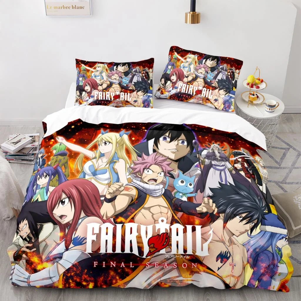 

New Fairy Tail Bedding Set Japanese Anime Boys Girls Gift Bedroom Decor Single Twin Full Queen Size Home Textiles Dropshipping