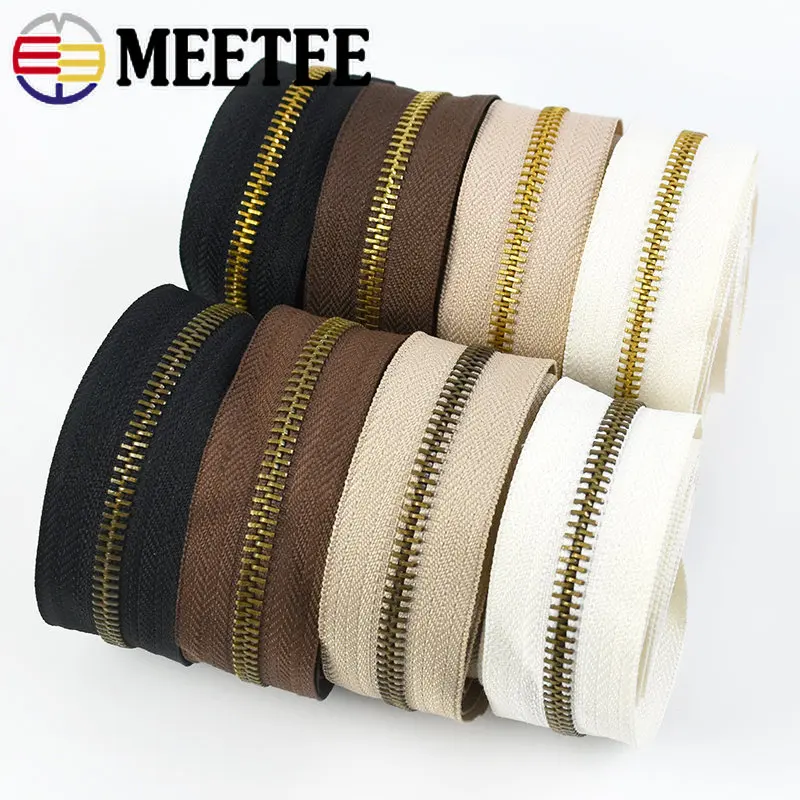 

3/5Meters Meetee 5# Metal Zippers Tapes for Jacket Bags Decor Zips DIY Garment Shoes Zipper Repair Kit Tailor Sewing Accessories