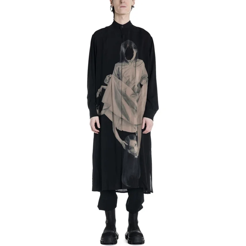 

Yohji Yamamoto Long Sleeve Shirt Trench Coat Men 20ss Uchida Sparrow Series Head Cradle Long Jacket