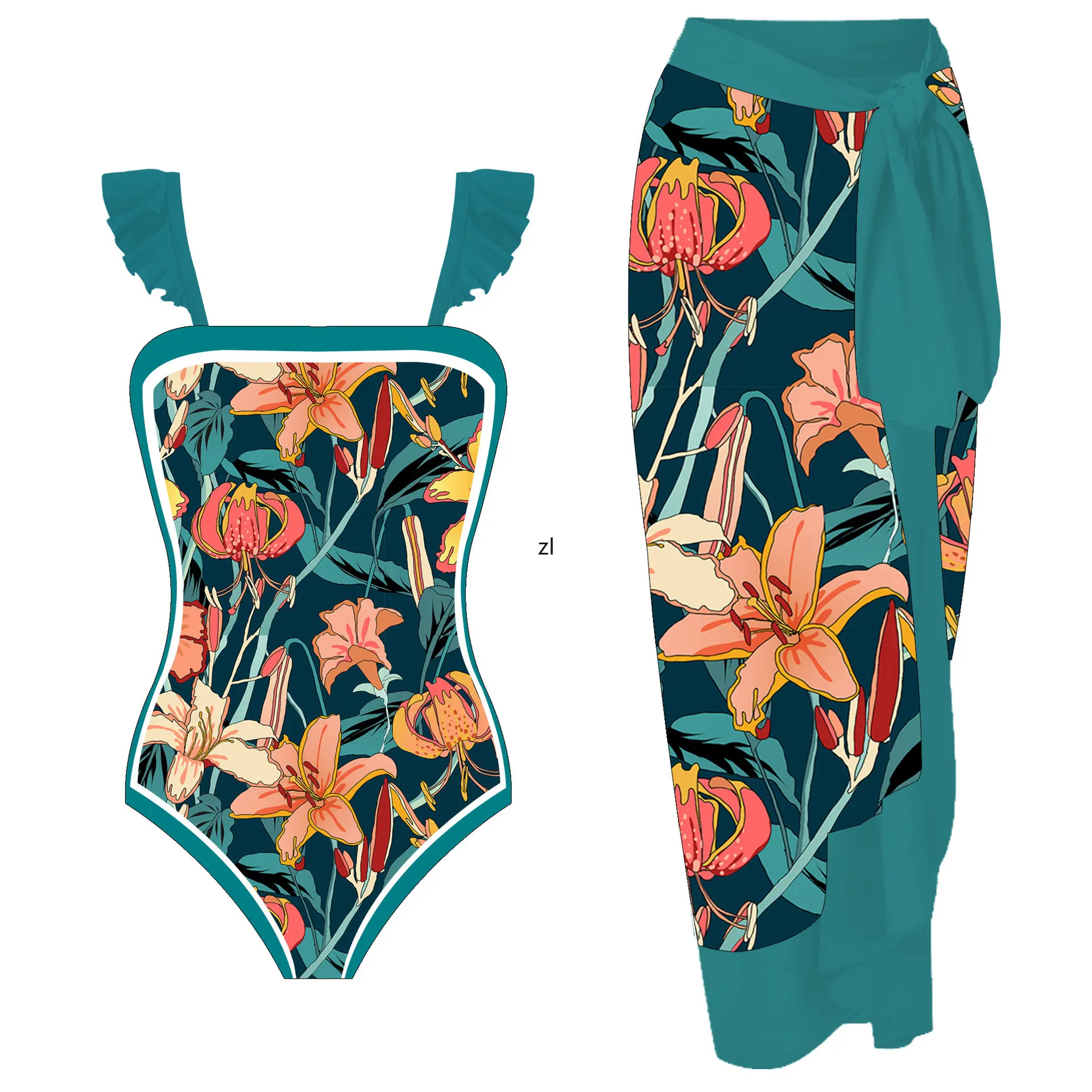 2023 V Neck One Piece Swimwear with Cover Up Women Swimsuit Patchwork Bathing Suit Cross Beach Wear Bodysuit Monokini Summer
