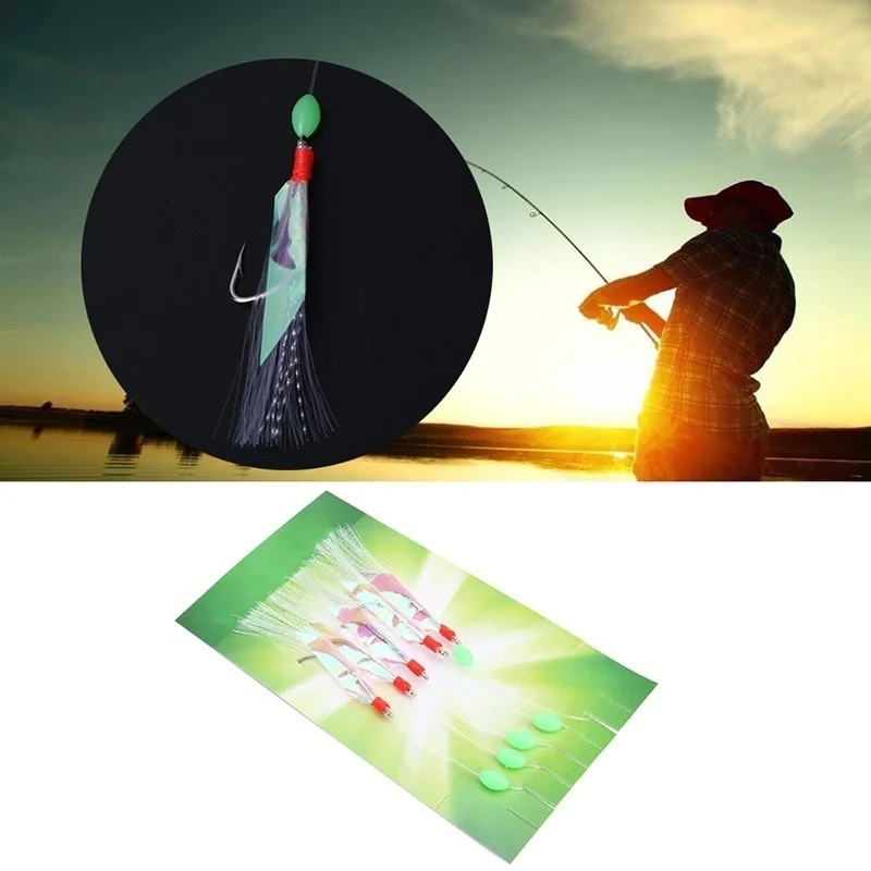 

5/ 10 PCs/Lot New Soft Fishing Lure Rigs Bait Lure Soft Lure Worn Fake String Crystal 3/0# Barbed Hook Fishing Lures