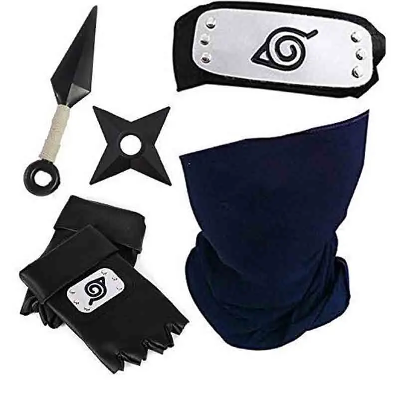 

5 шт./компл. повязка на голову с рисунком из аниме Наруто женская маска кунай Учиха варежки аксессуары косплей экшн-фигурка для мальчиков дет...