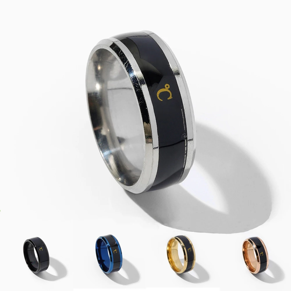 

Temperature Ring Fashion Smart Stainless Steel Wedding Couple Modern For Women Men Waterproof Rings Jewelry Gift