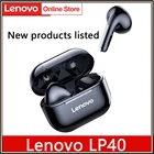 Новые беспроводные наушники Lenovo LP40 Bluetooth TWS наушники IP54 Водонепроницаемая гарнитура HiFi беспроводная гарнитура с микрофоном спортивные наушники