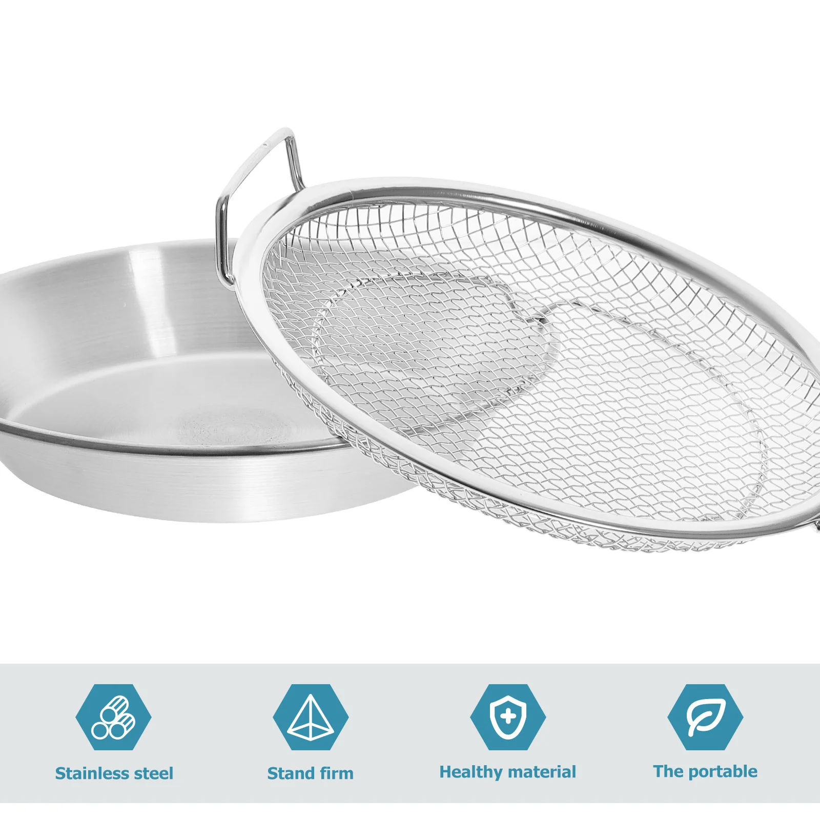 

Oil Spill Mesh Drain Pan Stainless Steel Baking Pans Frying Net Fried Food Holder