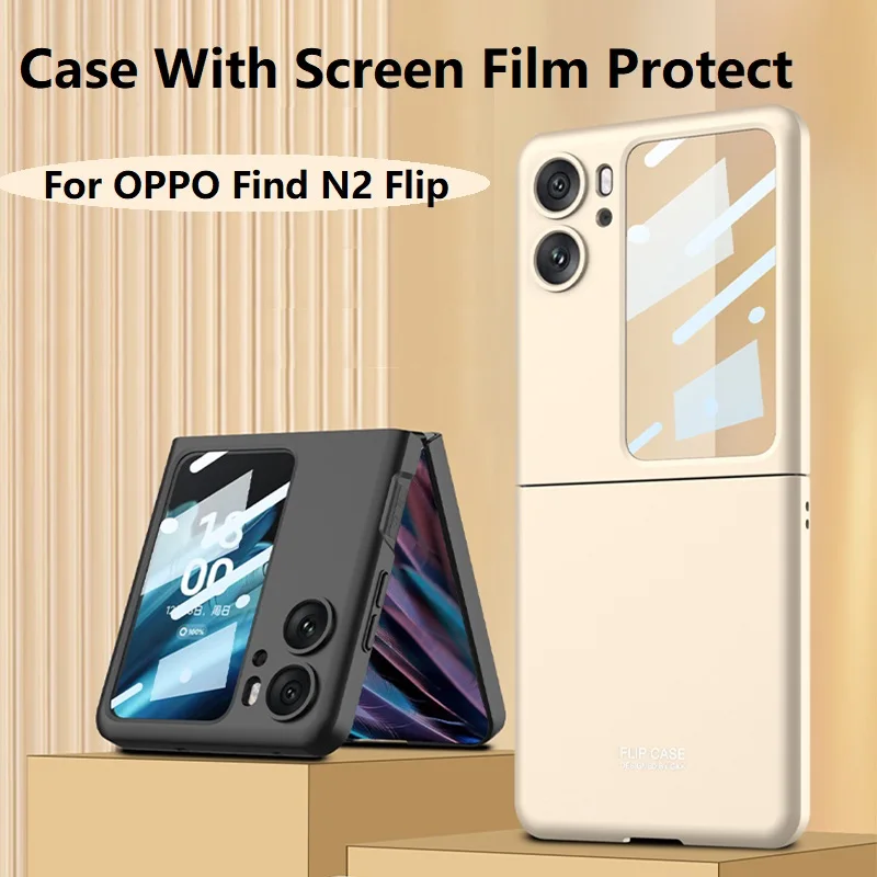 

HOCE Pure Color Phone Case For OPPO Find N2 Flip With Small Screen Protect Film Cases For Find N2Flip Confortable Simple Cover