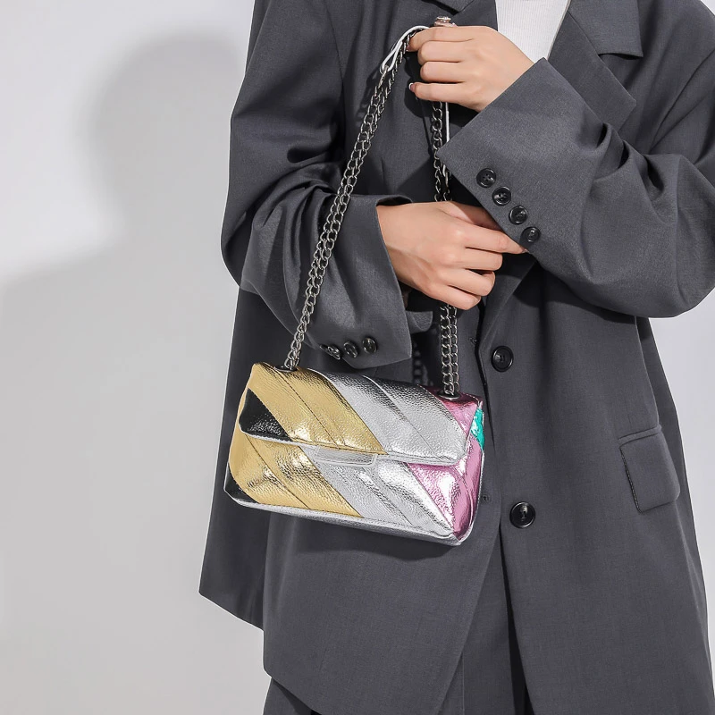 

Женская сумка с волнистым узором, радужная сумка с принтом головы орла и иконы, Лоскутная сумка через плечо, 2023